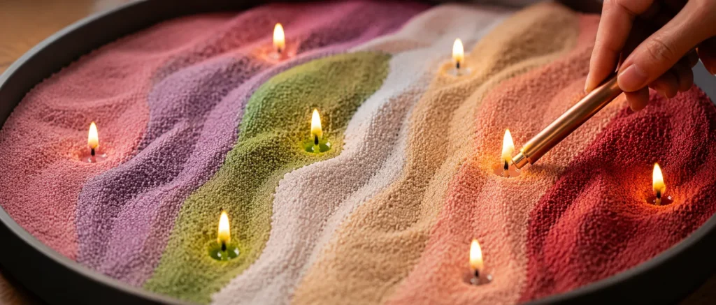 Cera a sabbia colorata