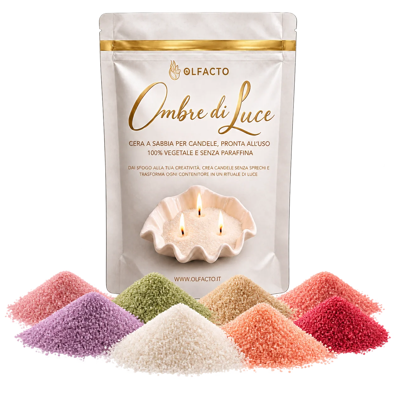 Busta OLFACTO Ombre di luce e cera a sabbia di diversi colori